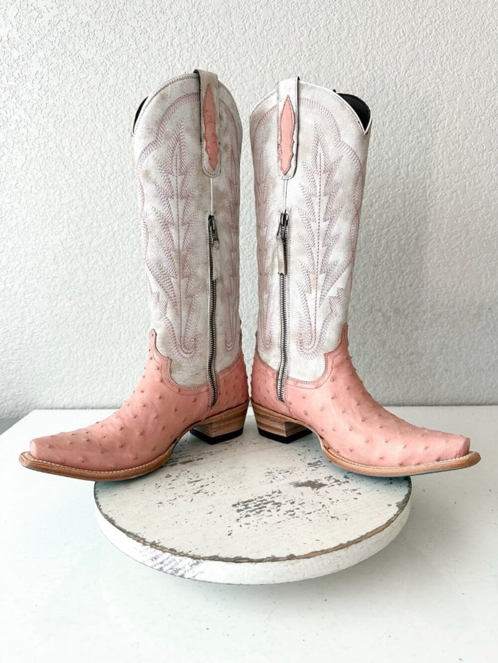Lane SKYLIGHT Cowboy Boots Pink Ostrich Western Cowgirl Tall Snip Toe Womens 6.5 - Picture 8 of 12